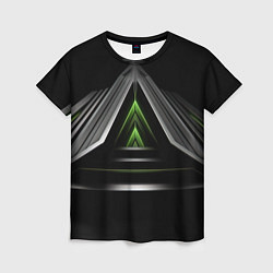 Футболка женская Black green abstract nvidia style, цвет: 3D-принт