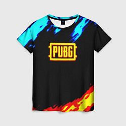 Женская футболка PUBG краски огонь и лёд