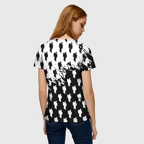 Женская футболка Billie Eilish pattern black / 3D-принт – фото 4