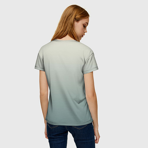 Женская футболка Серо-зелёный приглушённый градиент / 3D-принт – фото 4