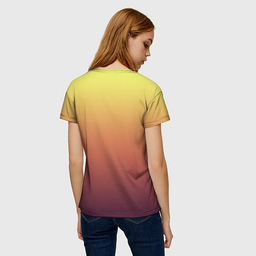 Женская футболка Градиент приглушённый жёлто-бордовый / 3D-принт – фото 4
