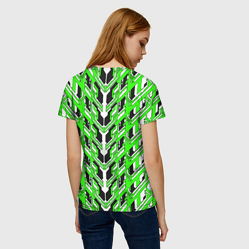 Женская футболка Зелёная техно броня / 3D-принт – фото 4