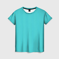 Женская футболка Зелёно-голубой полосатый