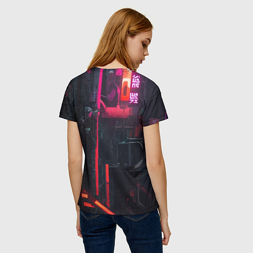 Женская футболка Девушка в углепластиковой бороне / 3D-принт – фото 4