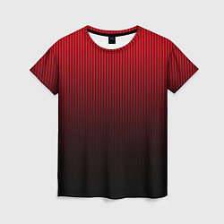 Женская футболка Красно-чёрный градиент в полоску