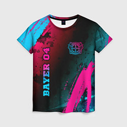 Женская футболка Bayer 04 - neon gradient вертикально