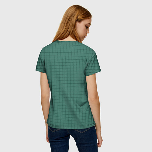 Женская футболка Патиново-зелёный в клетку / 3D-принт – фото 4