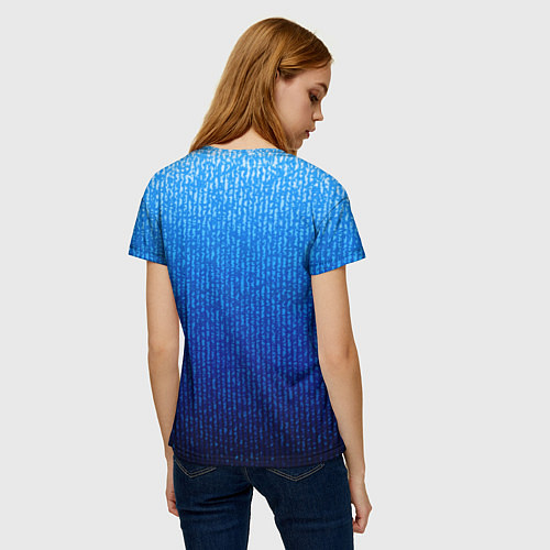 Женская футболка Сине-голубой в вертикальную полоску / 3D-принт – фото 4