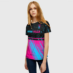 Футболка женская Aston Villa - neon gradient посередине, цвет: 3D-принт — фото 2