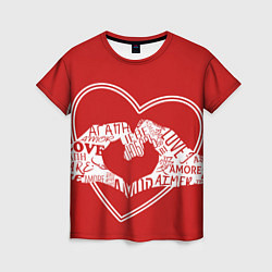 Женская футболка Две руки показывают знак сердца