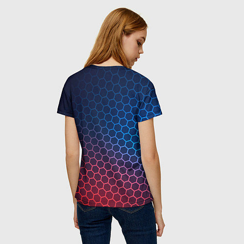 Женская футболка Fortnite неоновые соты / 3D-принт – фото 4