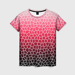 Женская футболка Крупная мозаика розовый градиент
