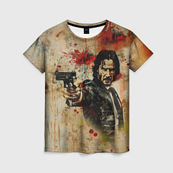 Женская футболка Джон Уик с пистолетом в стиле гранж