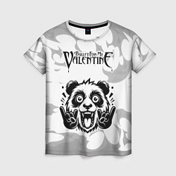 Женская футболка Bullet For My Valentine рок панда на светлом фоне