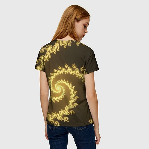 Женская футболка Желтая спираль фракталов / 3D-принт – фото 4