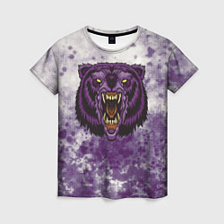 Женская футболка Фиолетовый медведь голова