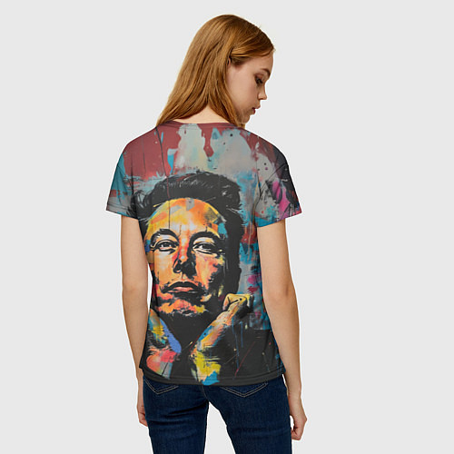 Женская футболка Илон Маск граффити портрет / 3D-принт – фото 4