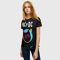 Футболка женская AC DC - rock star cat, цвет: 3D-принт — фото 2