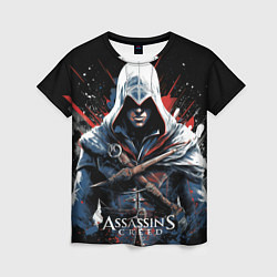 Женская футболка Assassins creed мазки красок