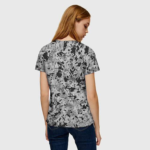 Женская футболка Чёрно-серый абстракция пятна / 3D-принт – фото 4