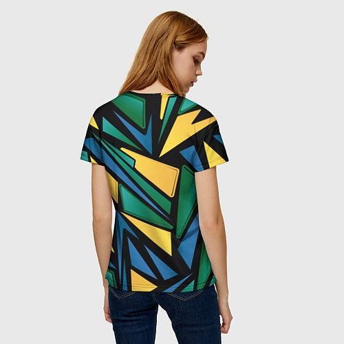 Женская футболка Разноцветный геометрический узор - уникальный / 3D-принт – фото 4