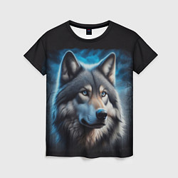 Женская футболка Красивый портрет волка