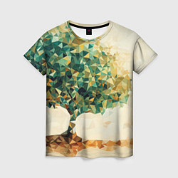 Женская футболка Многоугольное дерево с листьями