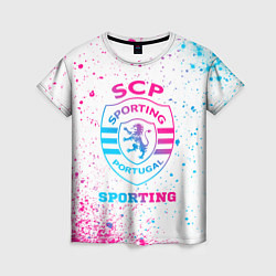 Женская футболка Sporting neon gradient style