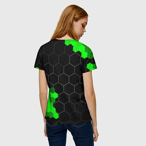 Женская футболка Haval green sport hexagon / 3D-принт – фото 4
