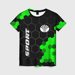 Футболка женская Daewoo green sport hexagon, цвет: 3D-принт
