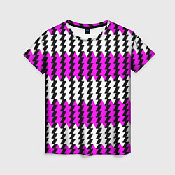 Футболка женская Вертикальные бело-розовые полосы, цвет: 3D-принт