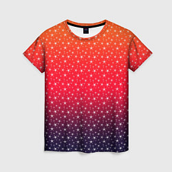 Женская футболка Градиент оранжево-фиолетовый со звёздочками
