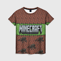 Женская футболка Minecraft logo with spider