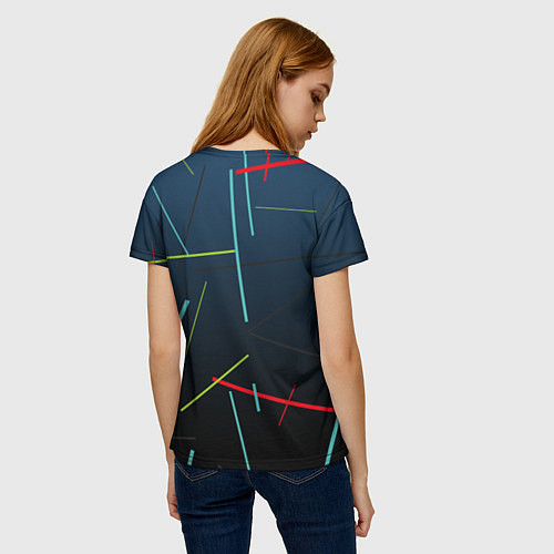 Женская футболка Разноцветные линии - keep online / 3D-принт – фото 4