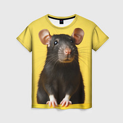 Женская футболка Крыса черная