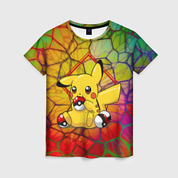 Женская футболка Pikachu pokeballs