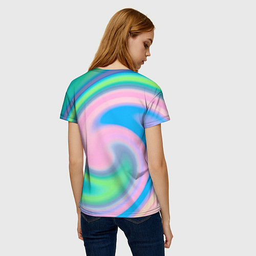 Женская футболка Абстрактный разноцветный круговорот / 3D-принт – фото 4