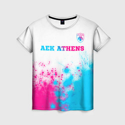 Женская футболка AEK Athens neon gradient style посередине