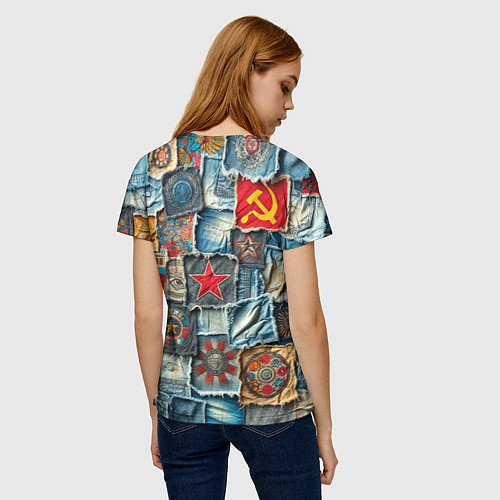 Женская футболка Ретро пэчворк СССР / 3D-принт – фото 4