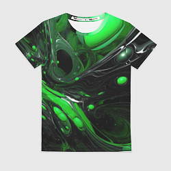 Футболка женская Green dark abstract geometry style, цвет: 3D-принт