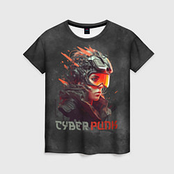 Женская футболка Девушка воин киберпанк