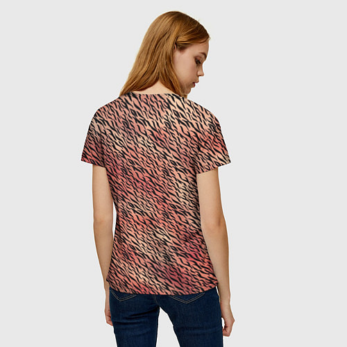 Женская футболка Имитация шкуры красно-коричневый / 3D-принт – фото 4