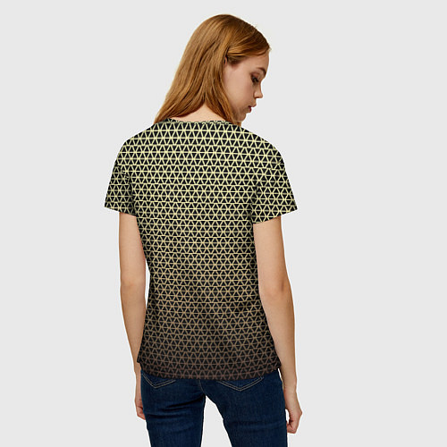 Женская футболка Паттерн чёрно-бежевый треугольники / 3D-принт – фото 4