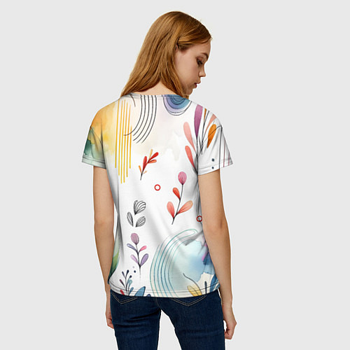 Женская футболка Акварельная графика / 3D-принт – фото 4