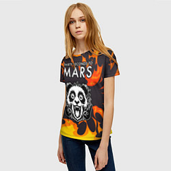 Футболка женская Thirty Seconds to Mars рок панда и огонь, цвет: 3D-принт — фото 2