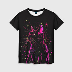 Женская футболка Кот в звездах