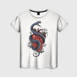 Женская футболка Змея на сердце