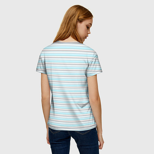 Женская футболка Светлый серо-голубой полосами / 3D-принт – фото 4
