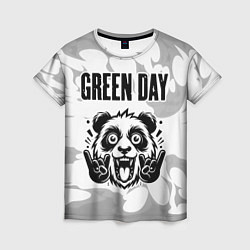 Женская футболка Green Day рок панда на светлом фоне