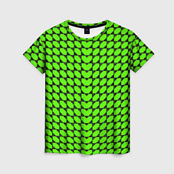 Футболка женская Зелёные лепестки шестиугольники, цвет: 3D-принт